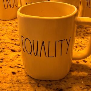 Rae Dunn Equality Ceramic Mug - White with Black Lettering